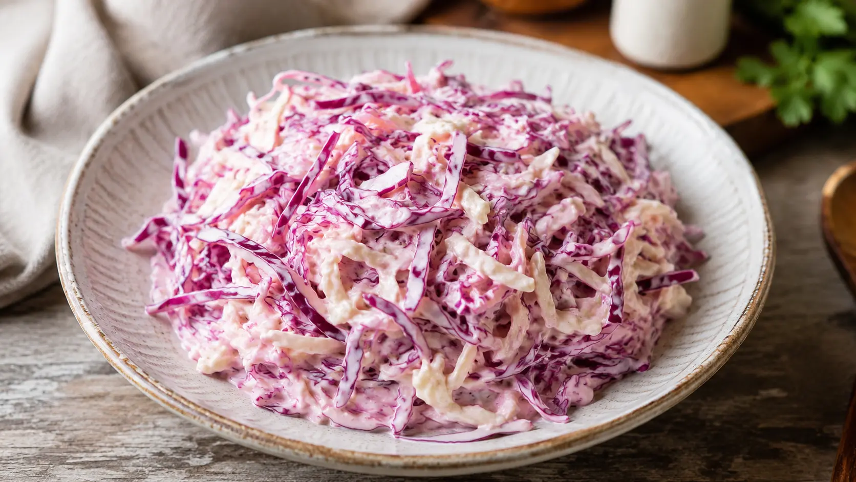 Ensalada de Col Morada y Crema Dulce