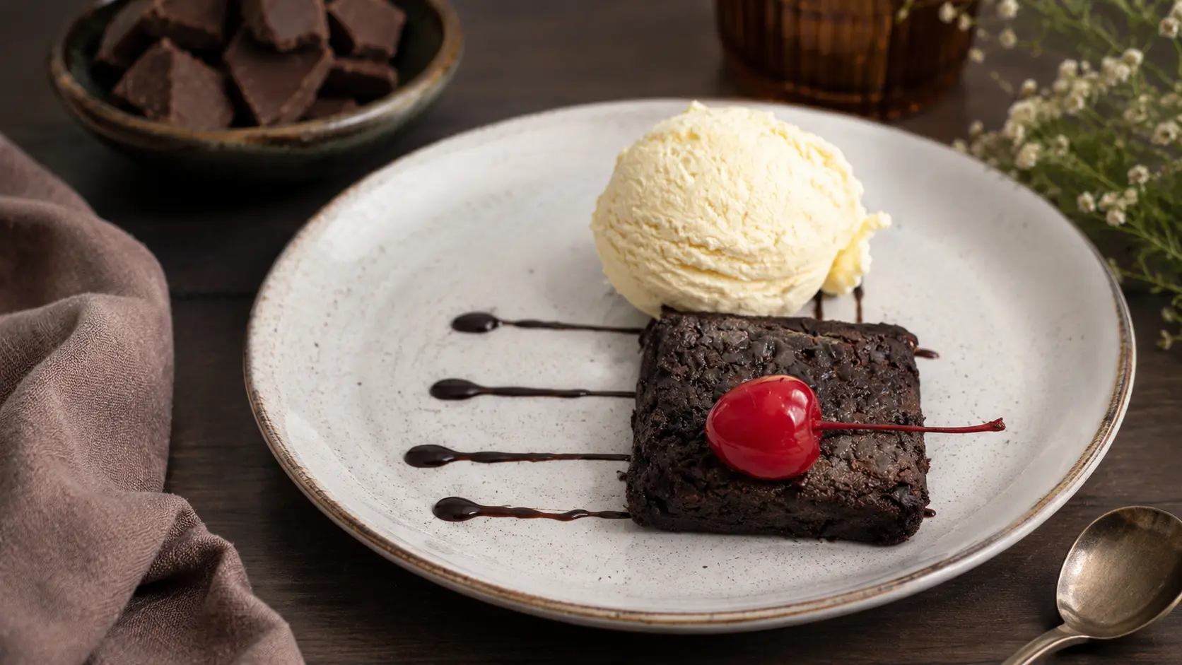 Brownie con nieve